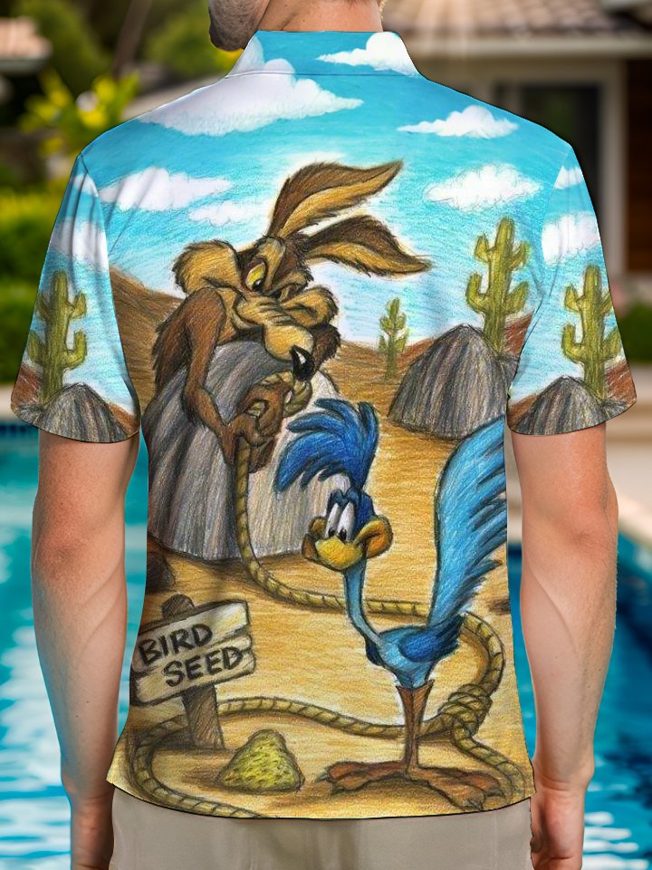 Alohadaddy® Retro Cartoon Print Button Stretch Men&