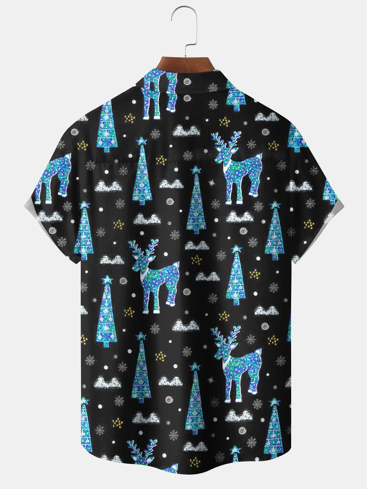 Alohadaddy® Christmas Christmas Tree and Deer Print Pocket Elastic Button Men&