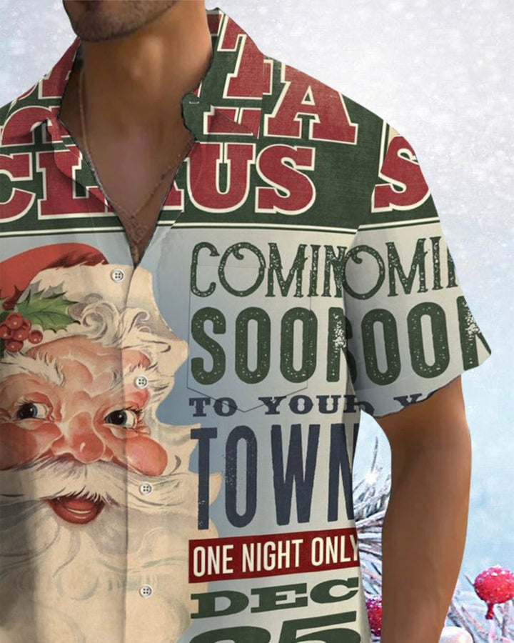 Alohadaddy® Christmas Vintage Santa Poster Print Pocket Elastic Button Men&