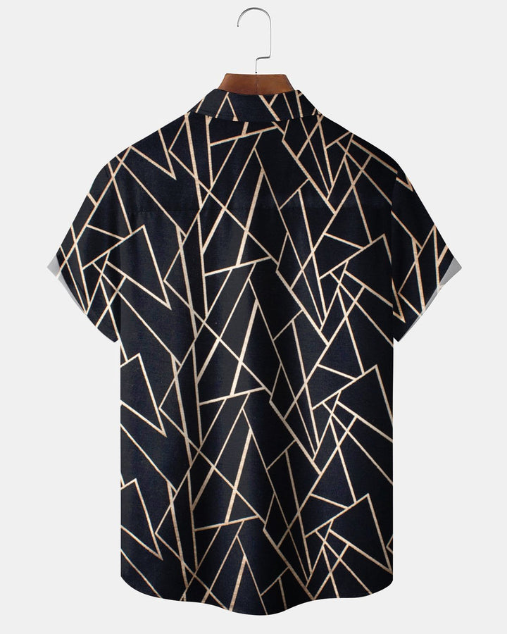 Alohadaddy® Casual Geometric Print Art Button Stretch Pocket Men&