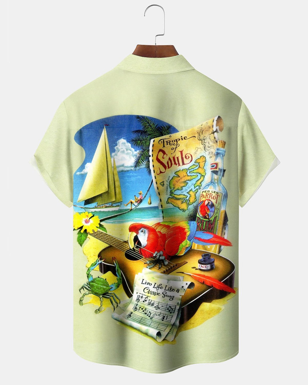 Alohadaddy® Hawaiian Parrot Print Art Button Pocket Cardigan Men&
