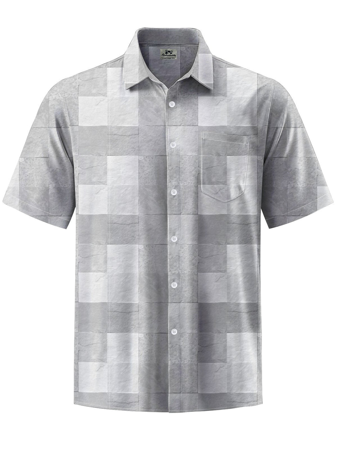 Alohadaddy® Casual Geometric Art Print Chest Pocket Mens Short Sleeve Shirt Big &amp; Tall