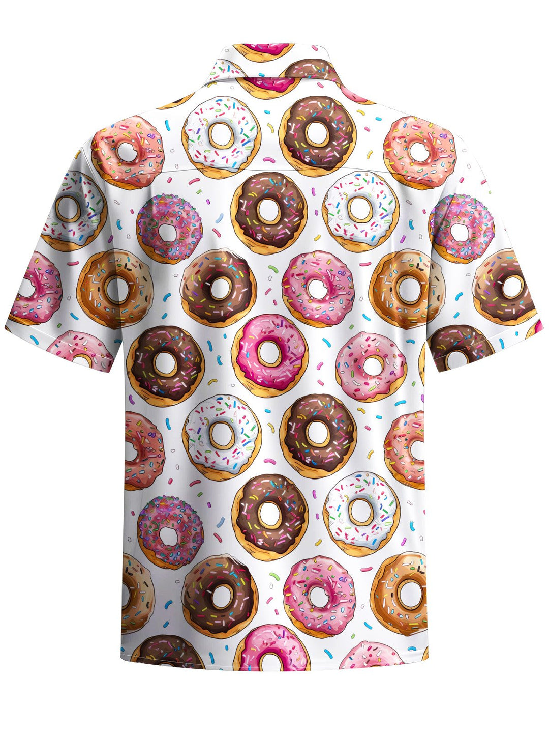 Alohadaddy® Hawaiian Casual Donuts Print Art Chest Pocket Mens Short Sleeve Shirts Big &amp; Tall