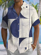 Alohadaddy® Casual Retro Geometric Art Print Chest Pocket Men's Short Sleeve Shirt Big & Tall