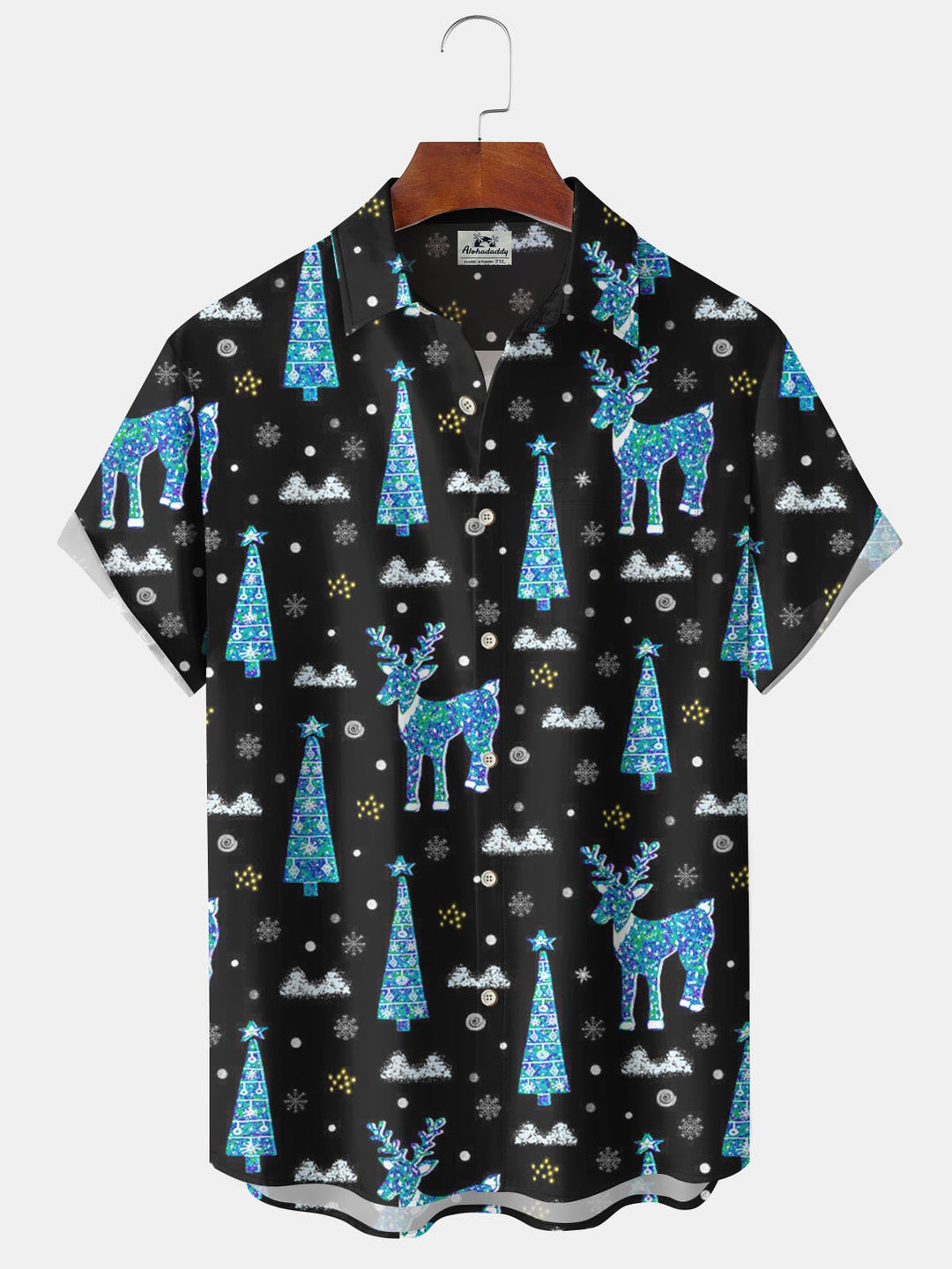 Alohadaddy® Christmas Christmas Tree and Deer Print Pocket Elastic Button Men&