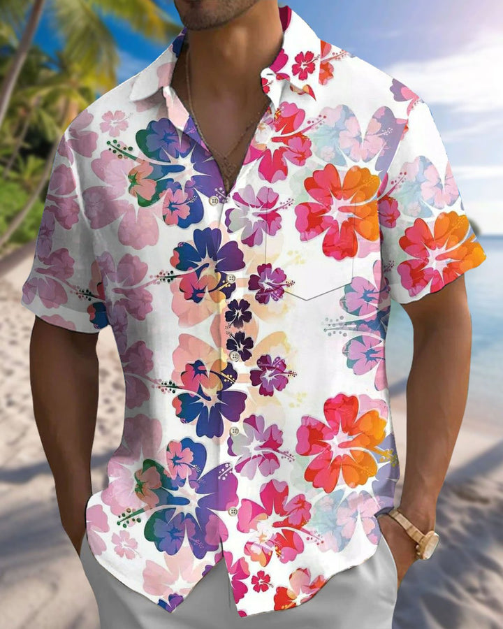 Alohadaddy® Casual Floral Print Art Button Pocket Cardigan Men&