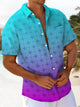 Alohadaddy® Casual Gradient Geometric Art Print Men's Short Sleeve Shirt Big & Tall