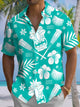 Alohadaddy® Casual Hawaiian Tiki Art Print Chest Pocket Men's Short Sleeve Shirt Big & Tall