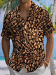 Alohadaddy® Vintage Coffee Bean Art Print Chest Pocket Stretch Men's Short Sleeve Shirt Big & Tall
