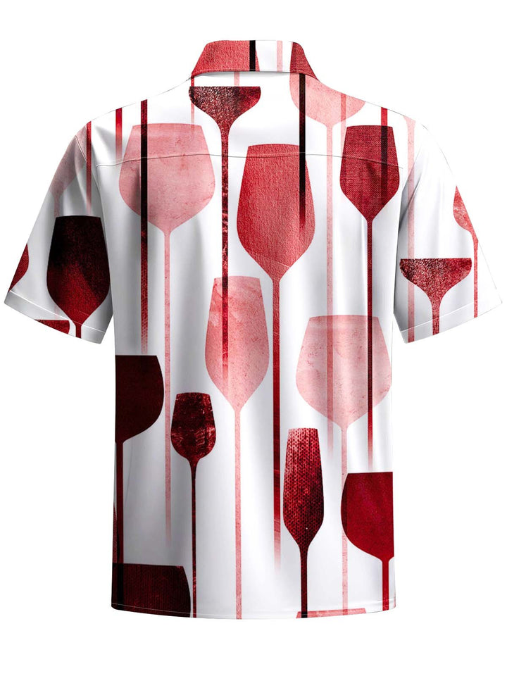 Alohadaddy® Vintage Wine Glass Printed Art Chest Pocket Men&