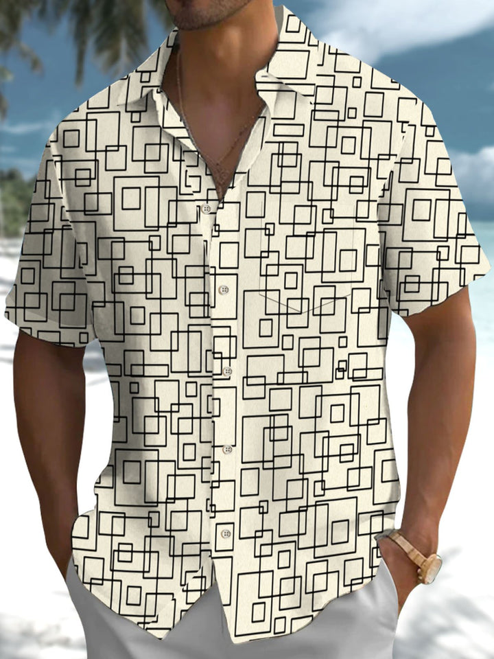Alohadaddy® Casual Geometric Art Print Stretch Pocket Men&