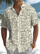 Alohadaddy® Casual Geometric Art Print Stretch Pocket Men's Short Sleeve Shirt Big & Tall
