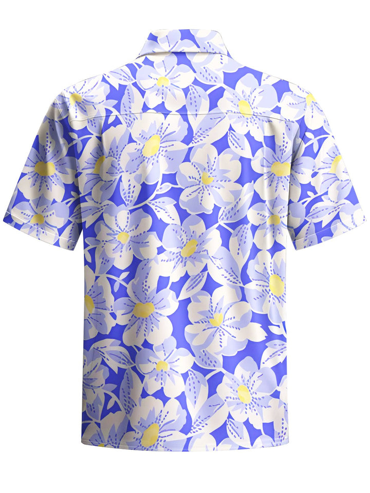Alohadaddy® Hawaiian Flowers Art Print Chest Pocket Mens Short Sleeve Shirt Big &amp; Tall