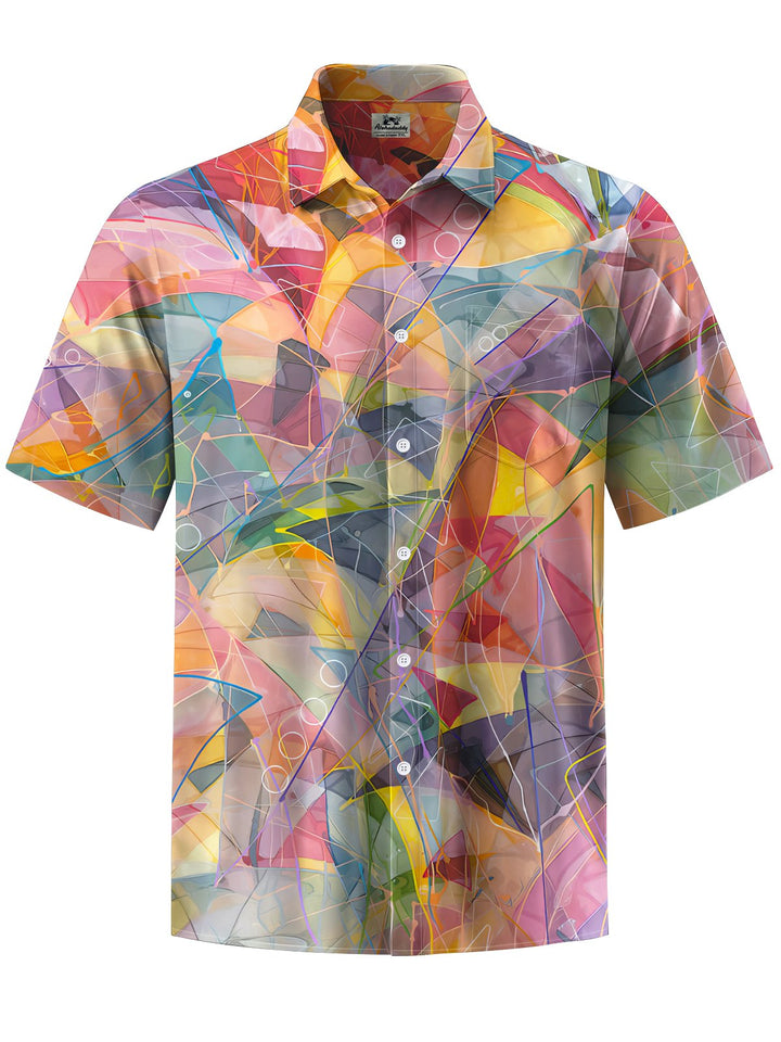 Alohadaddy® Casual Abstract Texture Art Print Chest Pocket Mens Short Sleeve Shirts Big &amp; Tall