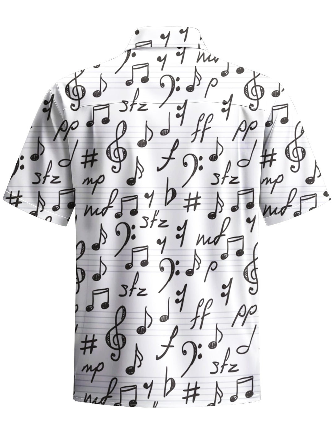 Alohadaddy® Casual Music Notes Print Art Chest Pocket Men Short Sleeve Shirt Big &amp; Tall