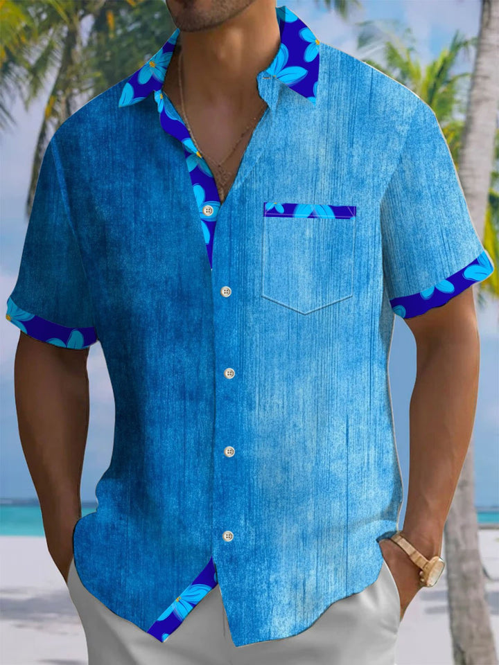 Alohadaddy® Casual Floral Contrast Art Print Moisture Wicking Mens Short Sleeve Shirt Big &amp; Tall