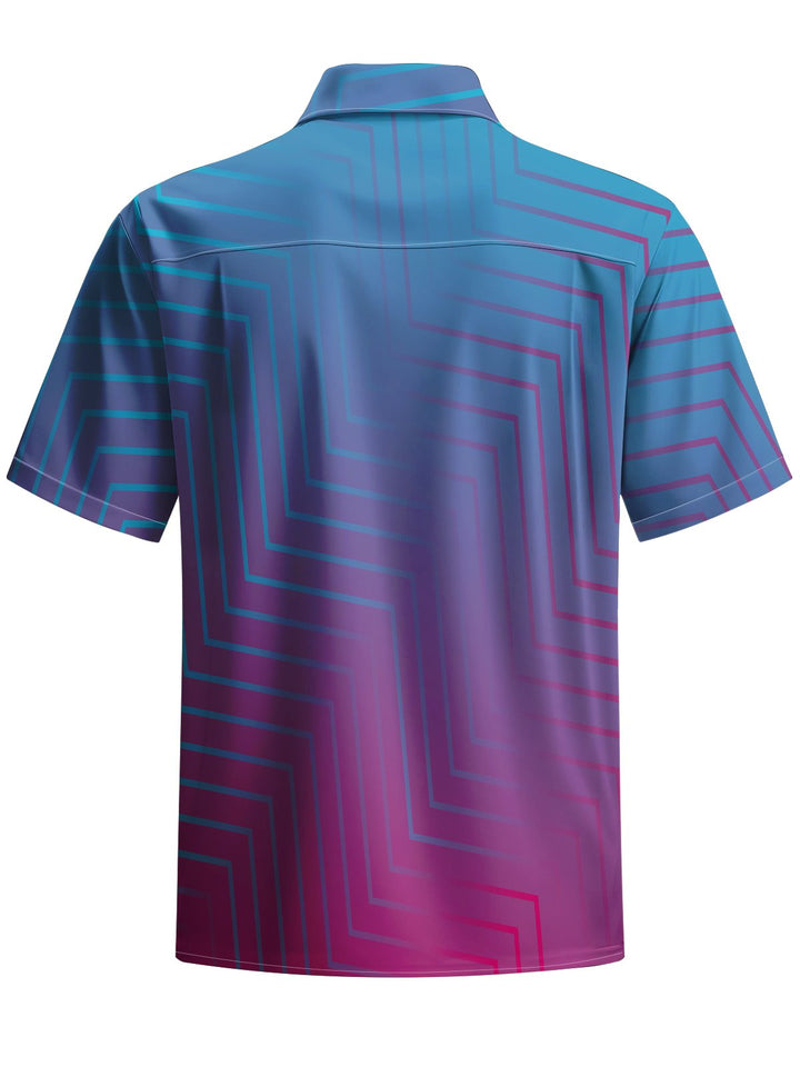 Alohadaddy® Vintage Stripe Ombre Printed Artwork Chest Pocket Men&