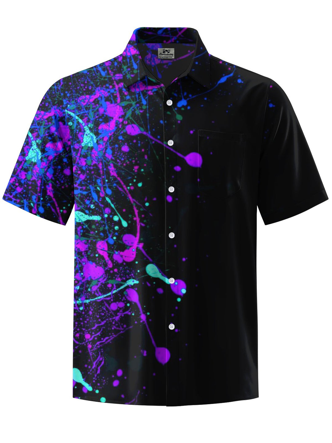 Alohadaddy® Casual Graffiti Art Print Chest Pocket Moisture-Wicking Men&