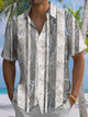 Alohadaddy® Casual Stripe Art Print Chest Pocket Men's Short Sleeve Shirt Big & Tall