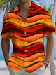Alohadaddy® Vintage Stripe Art Print Chest Pocket Men's Stretch Short Sleeve Shirt Big & Tall