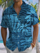 Alohadaddy® Hawaiian Palm Leaf Art Print Chest Pocket Stretch Men's Short Sleeve Shirt Big & Tall
