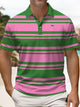 Alohadaddy® Casual Stripe Art Print Men's Short Sleeve Button-Down Polo Shirt Big & Tall