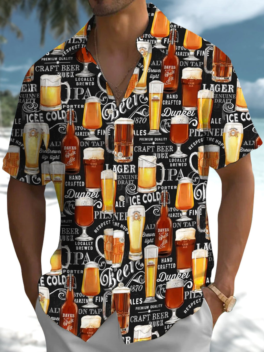 Alohadaddy® Vintage Oktoberfest Print Stretch Pocket Button Men&