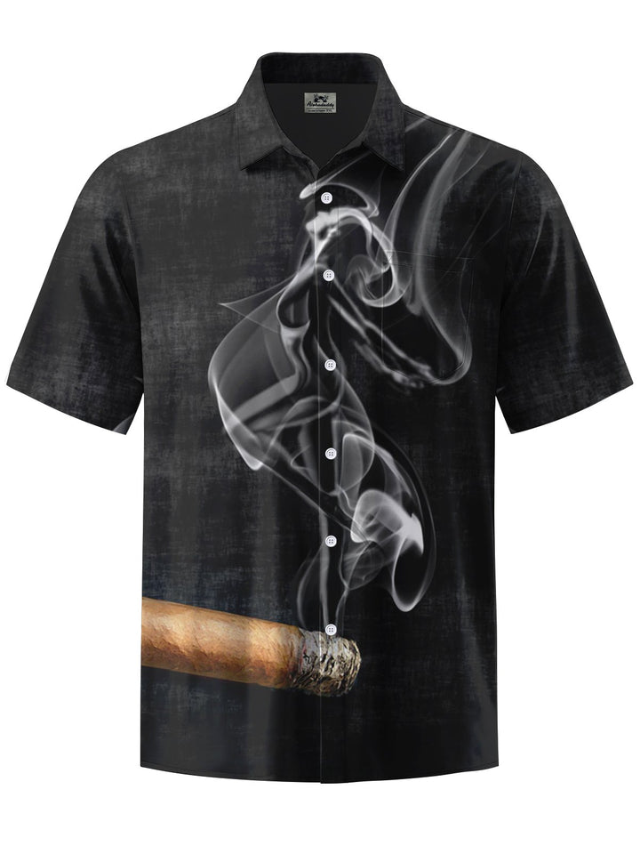 Alohadaddy® Vintage Cigar Print Button Pocket Stretch Men&