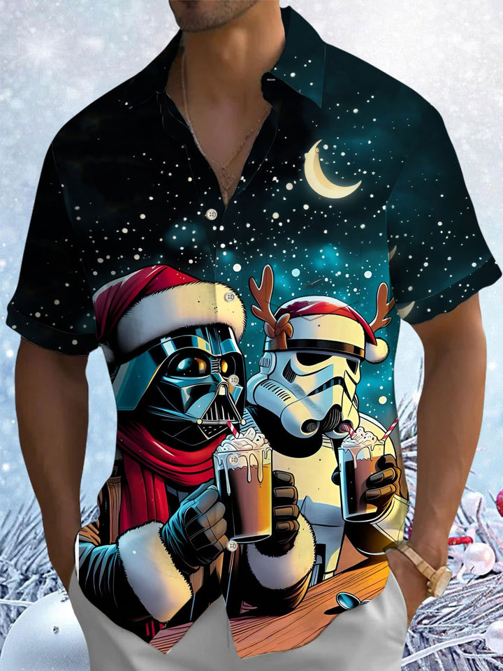 Alohadaddy® Christmas Star Wars Print Pocket Elastic Button Men&