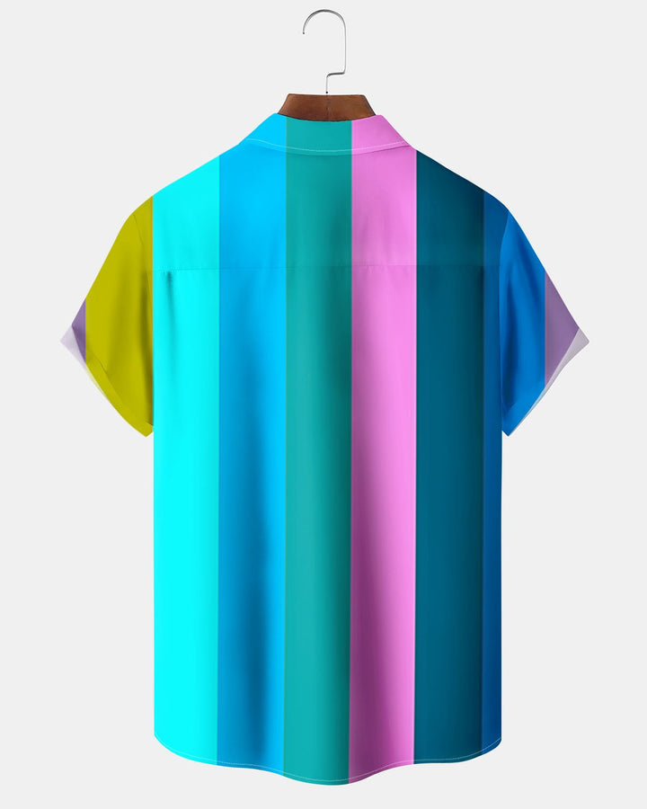 Alohadaddy® Casual Striped Print Art Button Stretch Pocket Men&
