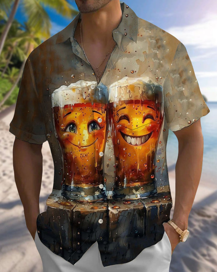 Alohadaddy® Casual Geometric Print Art Button Pocket Cardigan Men&