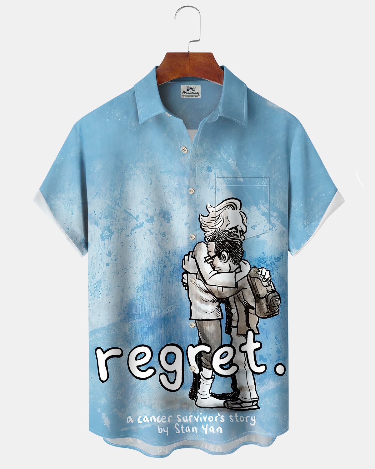 Alohadaddy® Casual Gradient Print Art Button Pocket Cardigan Men's Short Sleeve Shirt Big & Tall