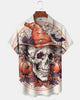 Alohadaddy® Halloween Skull and Pumpkin Print Men's Short-Sleeve Shirt