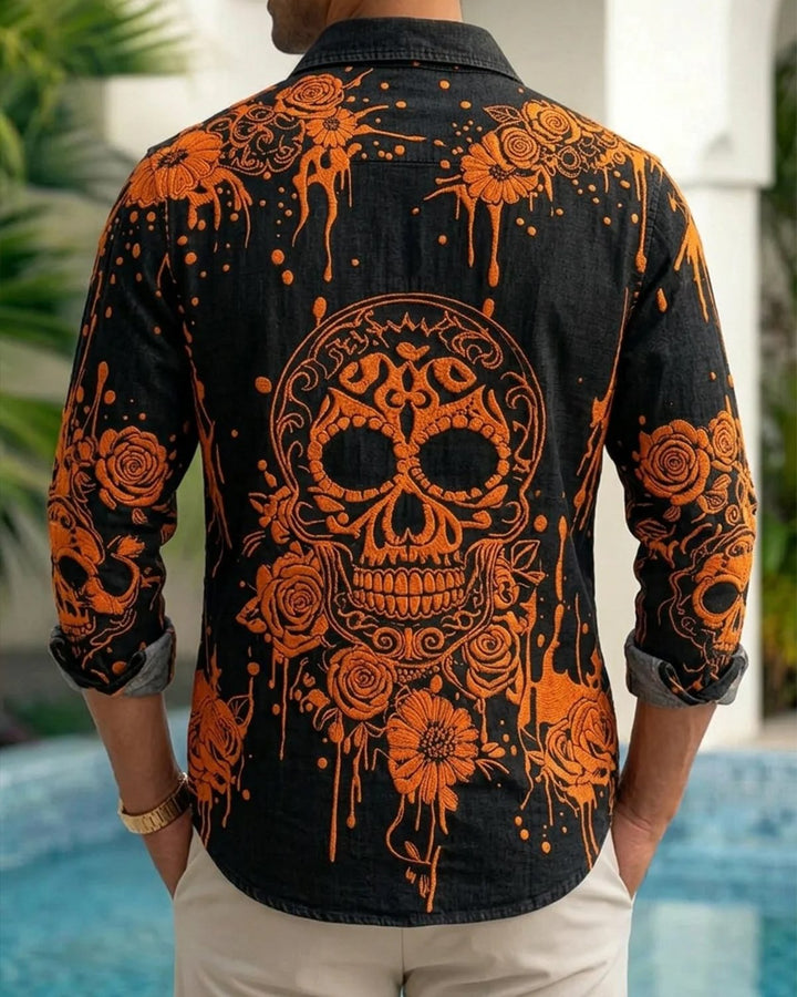 Alohadaddy® Halloween Skull and Pumpkin Print Men&