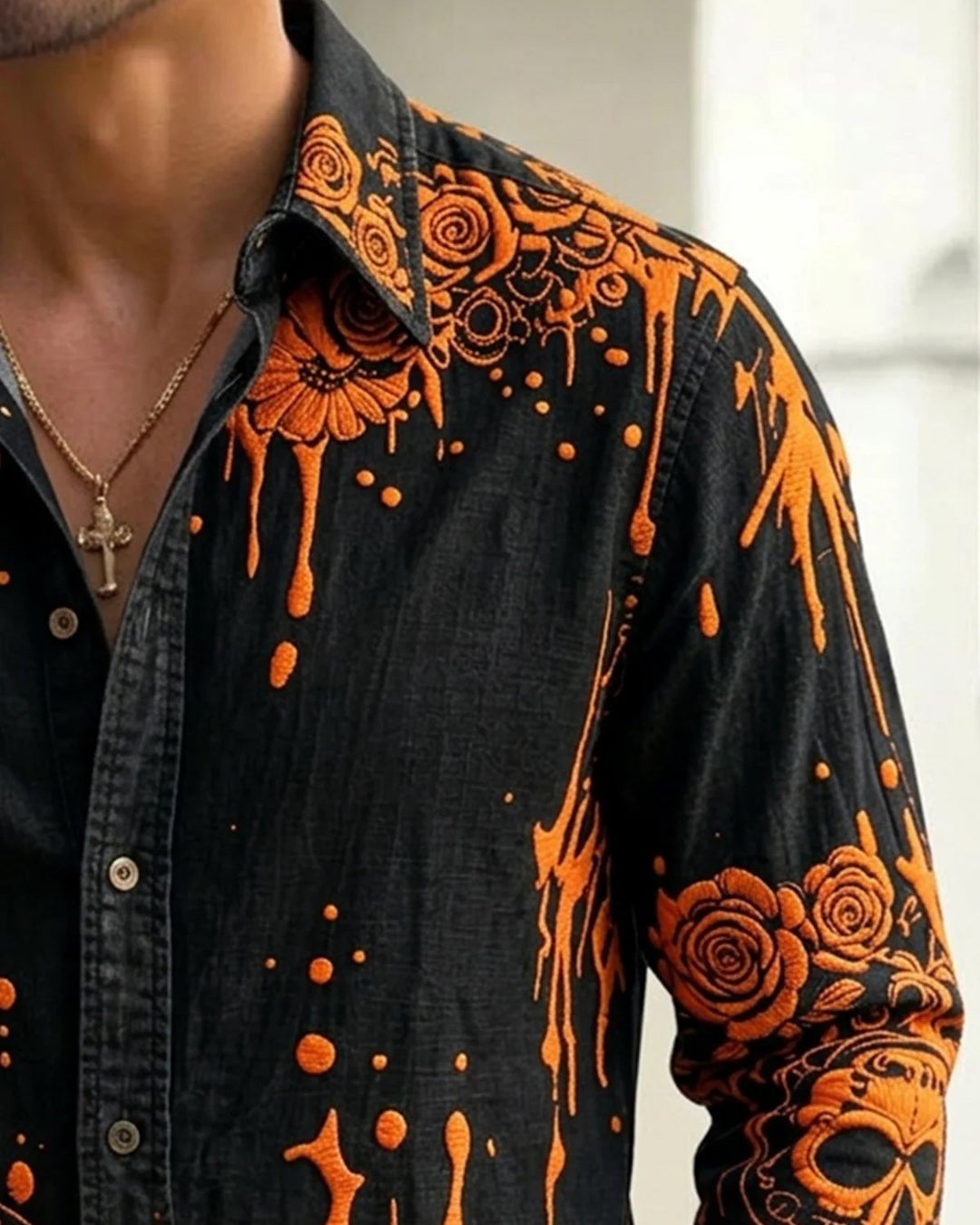 Alohadaddy® Halloween Skull and Pumpkin Print Men&