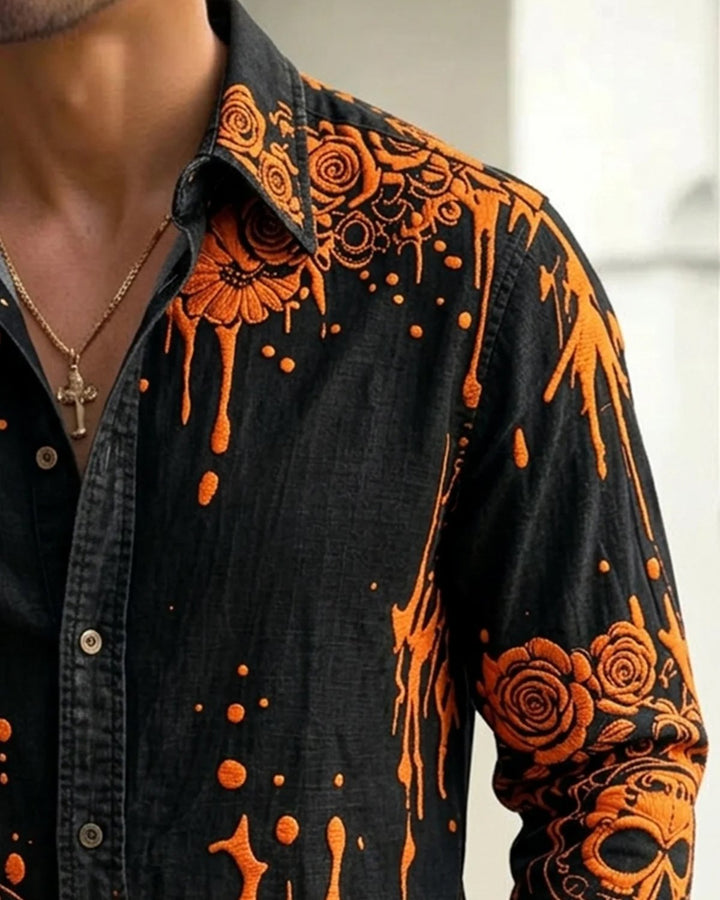 Alohadaddy® Halloween Skull and Pumpkin Print Men&