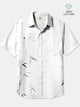 Alohadaddy Cotton Bamboo Ink Painting Art Print Moisture Wicking Chest Pocket Large Size Stretch Hawaiian Short Sleeve Shirt