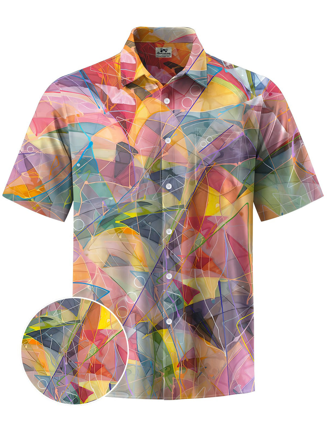Alohadaddy® Casual Abstract Texture Art Print Chest Pocket Mens Short Sleeve Shirts Big &amp; Tall