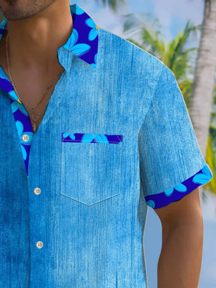 Alohadaddy® Casual Floral Contrast Art Print Moisture Wicking Mens Short Sleeve Shirt Big &amp; Tall