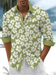 Alohadaddy® Casual Floral Contrast Art Print Chest Pocket Mens Long Sleeve Shirt Big & Tall