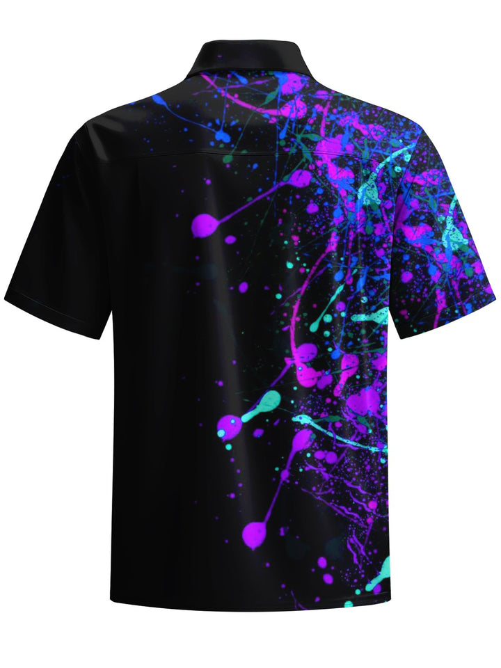 Alohadaddy® Casual Graffiti Art Print Chest Pocket Moisture-Wicking Men&