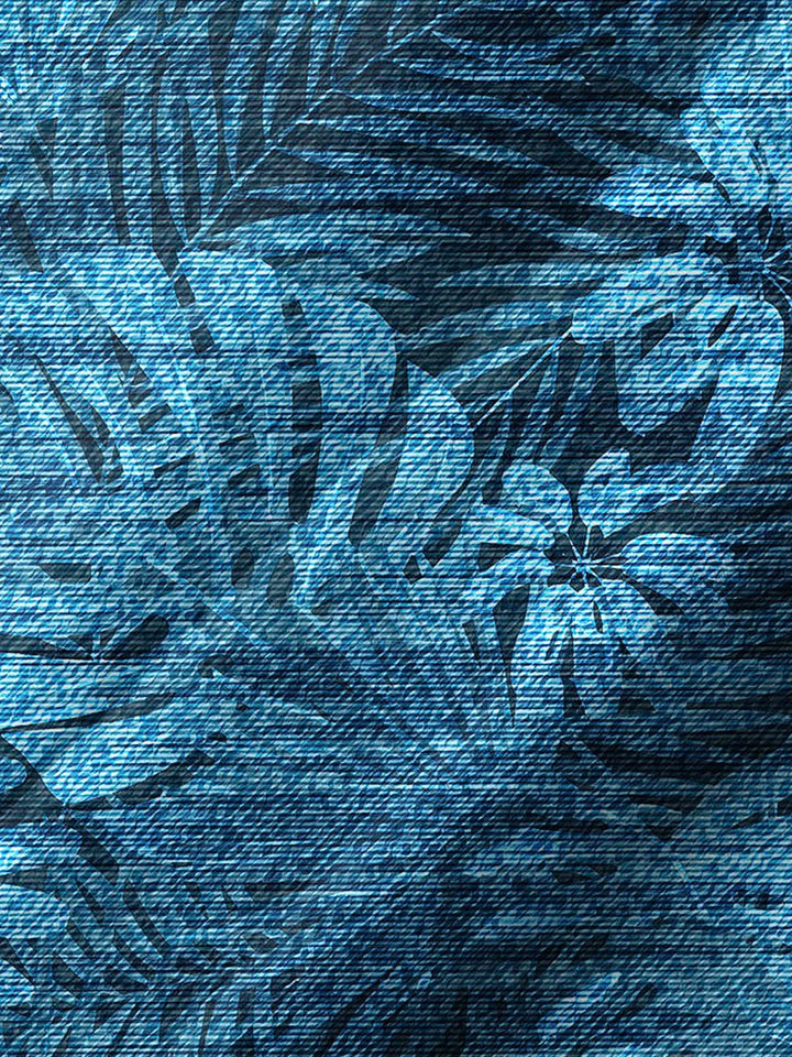 Alohadaddy® Hawaiian Palm Leaf Art Print Chest Pocket Stretch Men&
