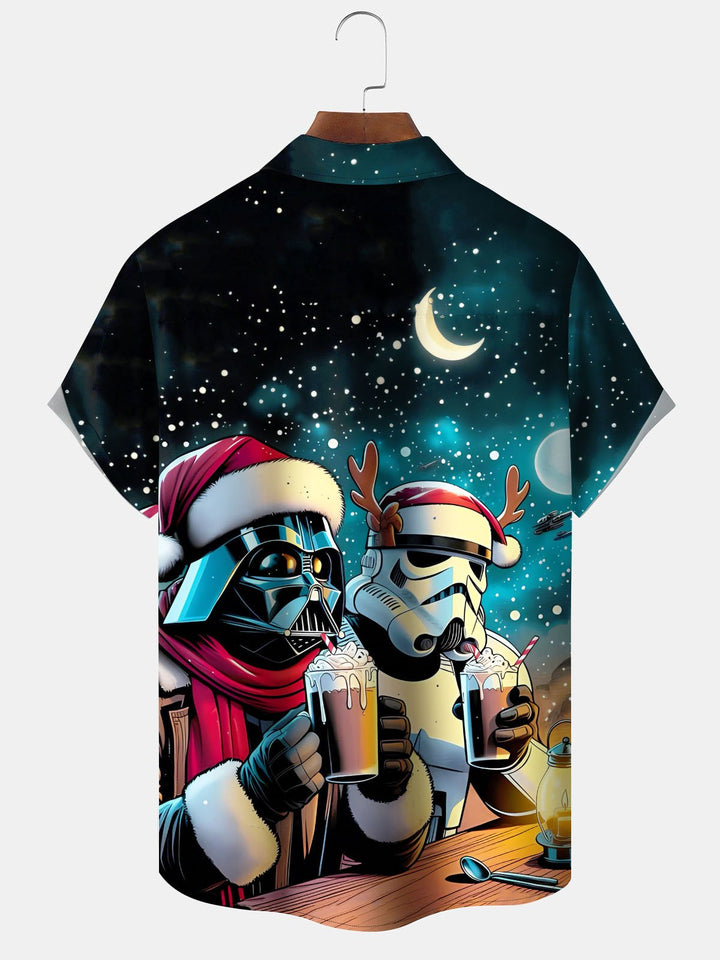 Alohadaddy® Christmas Star Wars Print Pocket Elastic Button Men&