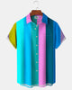 Alohadaddy® Casual Striped Print Art Button Stretch Pocket Men's Short Sleeve Shirt Big & Tall