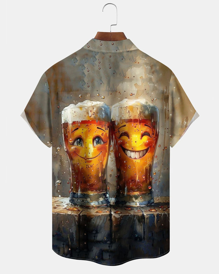 Alohadaddy® Casual Geometric Print Art Button Pocket Cardigan Men&