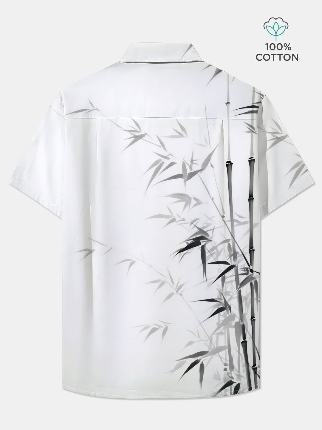 Alohadaddy Cotton Bamboo Ink Painting Art Print Moisture Wicking Chest Pocket Large Size Stretch Hawaiian Short Sleeve Shirt