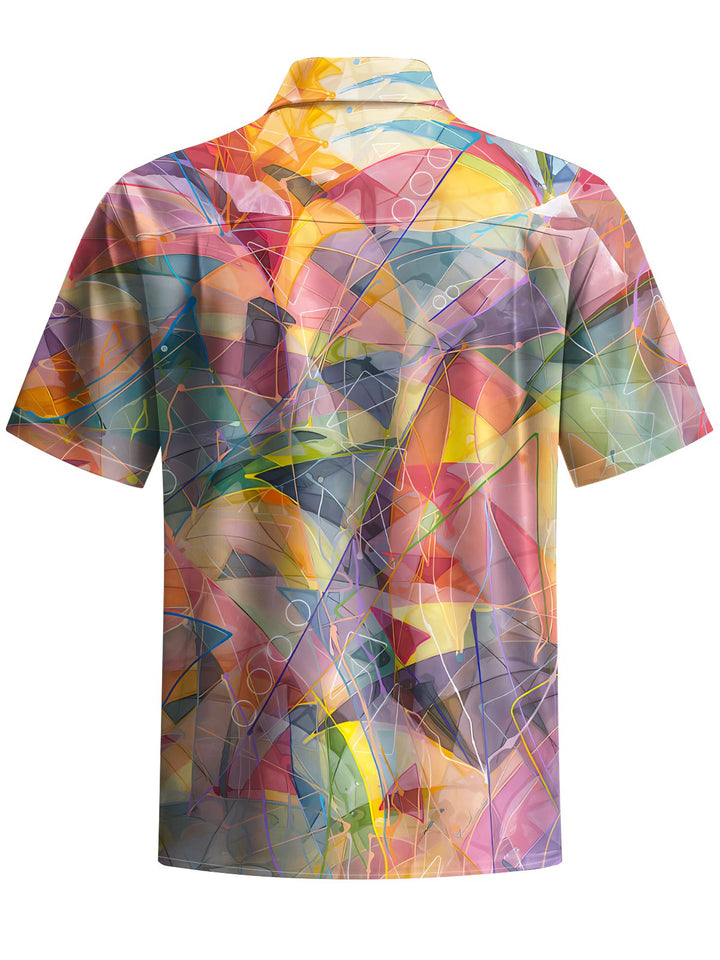 Alohadaddy® Casual Abstract Texture Art Print Chest Pocket Mens Short Sleeve Shirts Big &amp; Tall