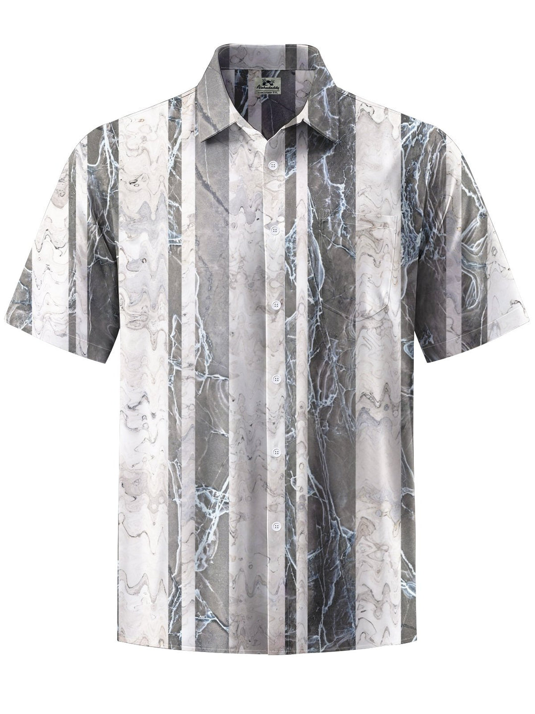 Alohadaddy® Casual Stripe Art Print Chest Pocket Men&