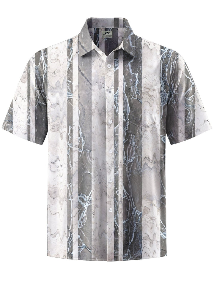 Alohadaddy® Casual Stripe Art Print Chest Pocket Men&