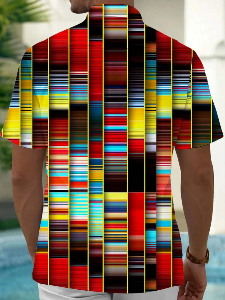 Alohadaddy® Casual Stripe Print Art Pocket Stretch Men&